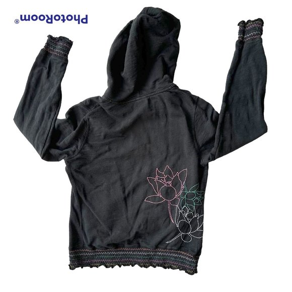 Vintage The North Face Women's Hooded Jacket Large Black Zip Embroidered… - Picture 7 of 12